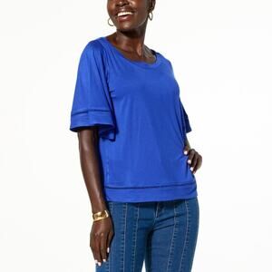 TWRHLL by Christie Brinkley Bell T-Shirt top Royal Blue Ocean Sz 3X A000471